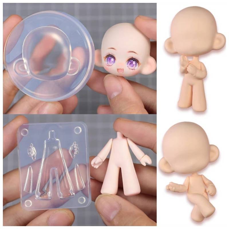Highly Transparent Silicone Mold Q Version Ultralight Clay Baby Face/body Clay Stone Sculpture Mold DIY Figure Polymer Clay Tool