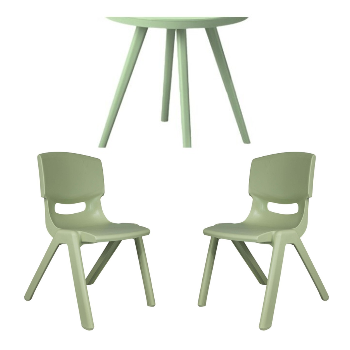 Oscar - Kids Table + 2 x Chair – Pastel Green Set
