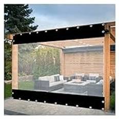 Vattentäta pergola-gardiner 6 x 6 m svart slitstark 0,5 mm presenning med öljetter för utomhus lusthus veranda anpassningsbar storlek och färg