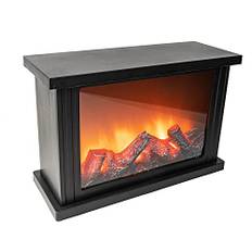 Ideen mit Herz LED-kamin | dekorativ öppen spis | elektrisk | batteridriven | utan värme | realistisk eld-/flameffekt | 30 x 11,5 x 20 cm | med timerfunktion (6 timmar PÅ | 18 timmar AV)