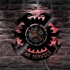 1 bit bil service vinyl klocka reparation butik led ljus vägg konst atmosfär för bilälskare handgjorda vardagsrum dekorativa