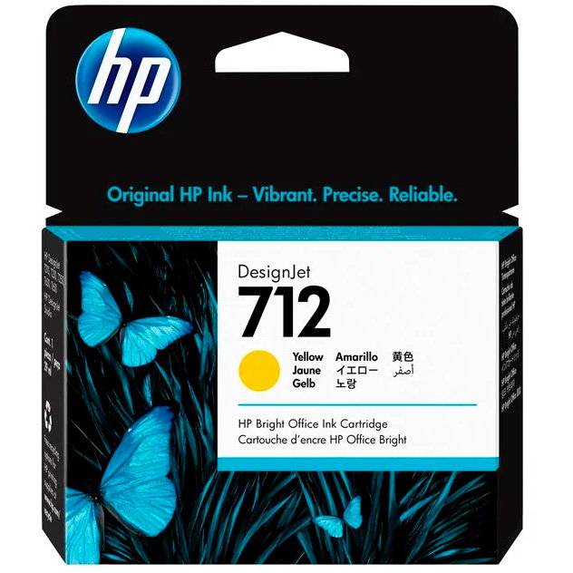 Blækpatron HP 712 29ml. Gul