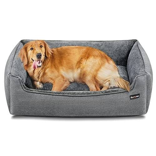 Hundeseng, hundesofa, skridsikker bund, aftageligt vaskbart betræk, XL, lysegrå.