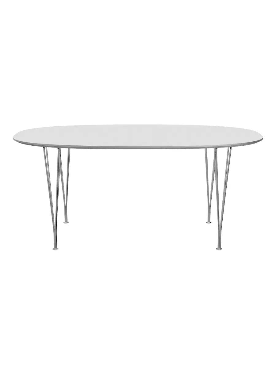 Piet Hein B616 Superellipse spisebord, 170 x 100 cm fra Fritz Hansen Hvid laminat m. alukant - Jacobsen Plus