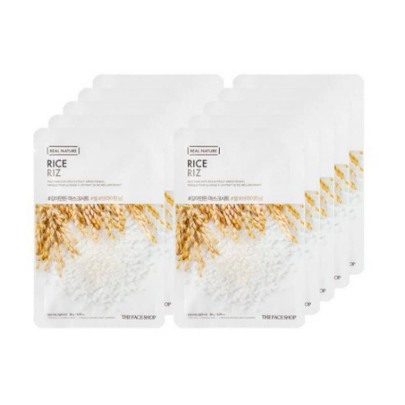 THE FACE SHOP Real Nature Rice Face Mask Sheet 1pc x 10 Sheets Set