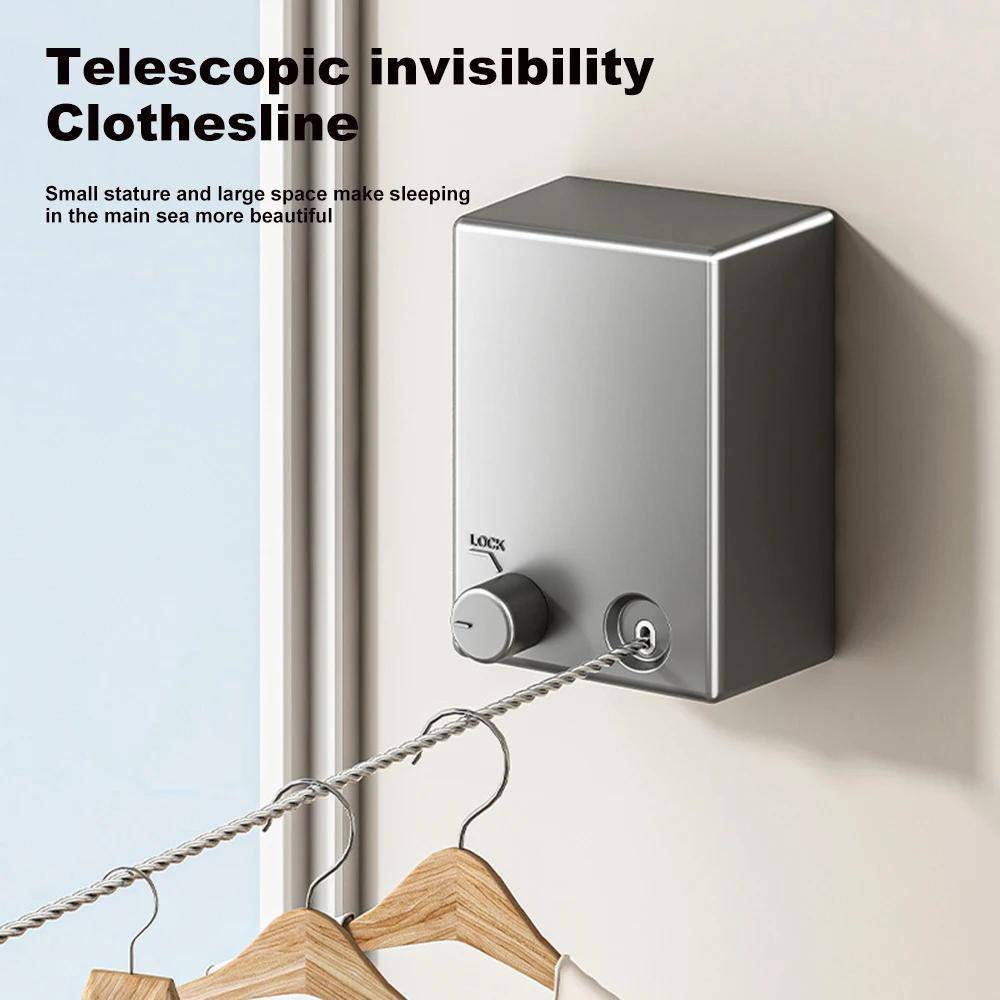 TEMU Retractable Clothesline Stainless Seel Pull-out Clothes-drying Machine Rope Space-saving Clothes Drying Rack For Household