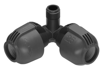 10 stk Gardena Pipeline hjørne T-stykke, 25 mm, 1/2" nippel