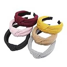 Damhårband 6 st vinterstickade korsade knutna pannband för kvinnor hårband brett hårband flickor solid turban håraccessoarer