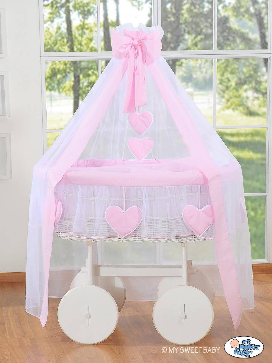 Moses Basket with Canopy Deluxe - Amelie Pink