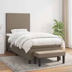vidaXL Ramsäng med madrass taupe 90x190 cm tyg