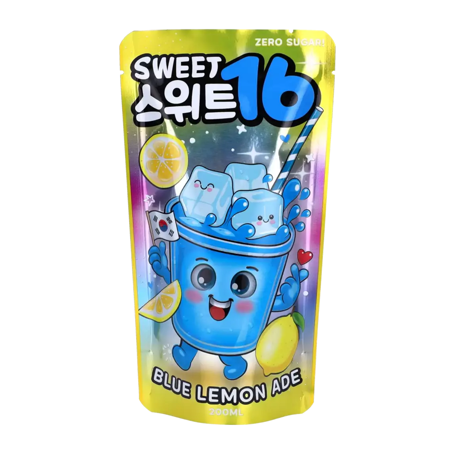 Sweet 16 Koreansk Isdryck på Påse - Blue Lemon Ade Zero Sugar 200ml