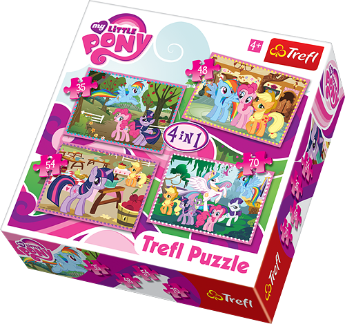 Puslespil 4 i 1, My little pony, 35, 48, 54, 70 brikker