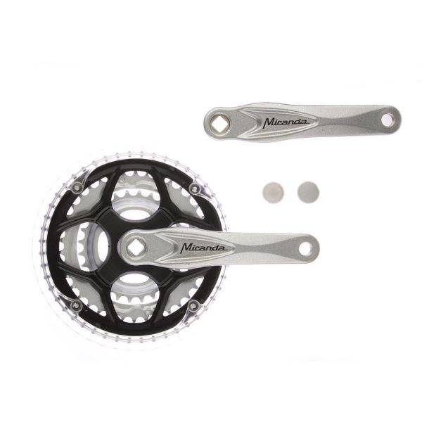 Kranksæt 8 gear Miranda Alfa 3, 48/38/28T 8mm - sølv