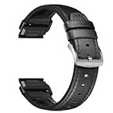 Läderrem för Garmin MARQ Descent G1 klockarmband silikon ersättningsband för Garmin Epix Pro approach S62 S70 47 mm armband QuickFit 22 mm (svart, QuickFit 22 mm)