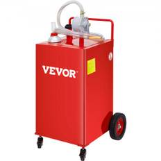 VEVOR Fuel Caddy, 35 gallon, gaslagertank på 4 hjul, med Manuel overførselspumpe, benzin dieselbrændstofbeholder til biler, plæneklippere, ATV'er, både, mere, rød