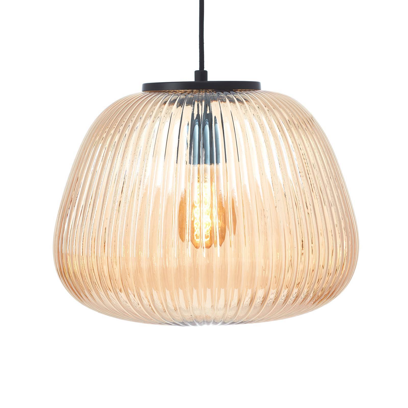 Brilliant Glas pendellampa Kaizen, dimbar, Creme / bärnsten, Vardagsrum / matsal, Pendellampa