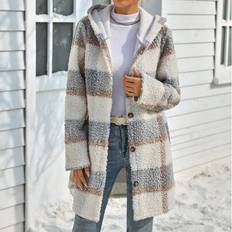 Women's New Plaid Sherpa Lined Front Zip Hoodie Jacket, Autumn/Winter - Multicolor - L,M,S,XL