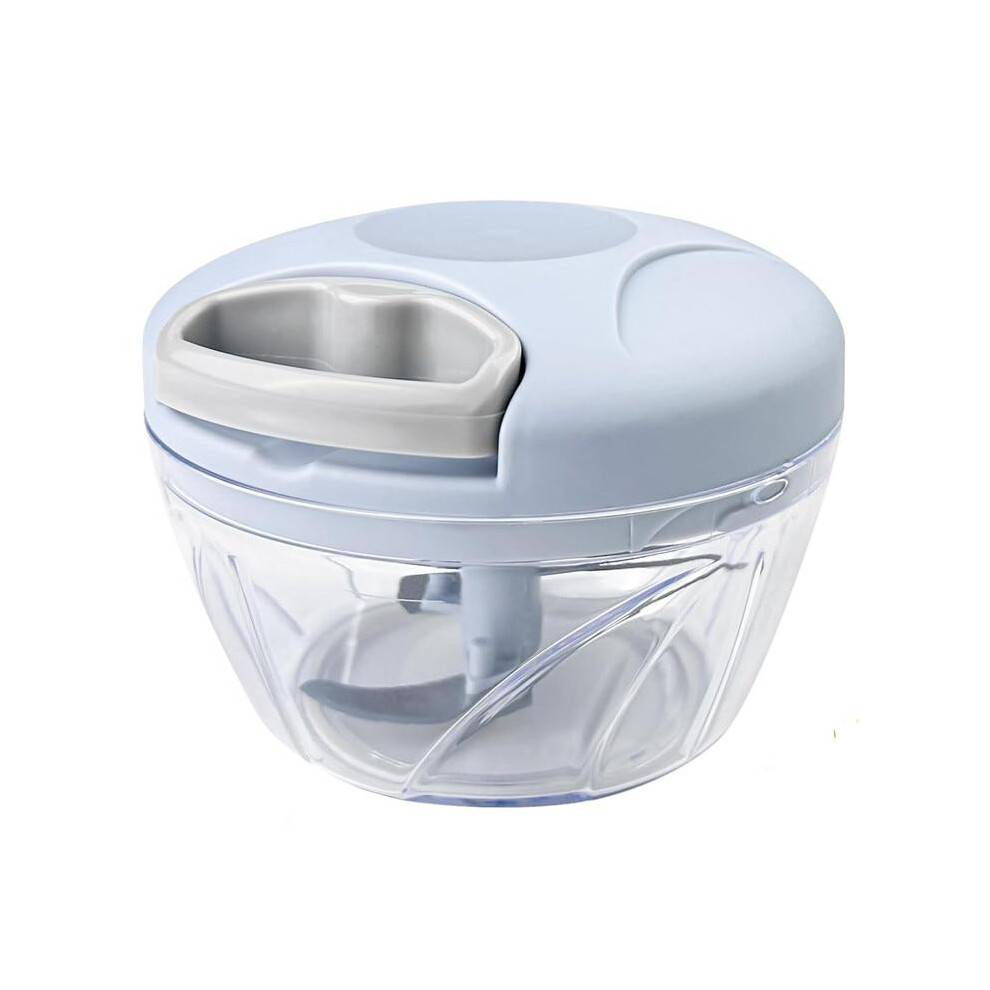 Manual Food Chopper 500ml, 5 Stainless Steel Blades, Vegetable and Fruit Dicer, Multifunctional Hand Operated Chopper for Kitchen