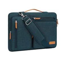 MOSISO 360 Schützend Laptop Schultertasche,15-15,6 Zoll Laptoptasche Kompatibel mit MacBook Pro 16,HP,Dell,Lenovo,Asus Notebook,Seite Offen Tasche mit 4 Reißverschluss Taschen&Griff,Türkisgrün