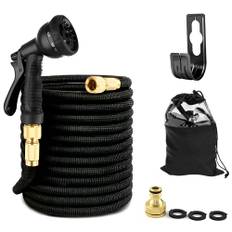 30m Garden Extensible Vattenslang Slang med 8 lägen vattensprutpistol, Flexibel med hög hållfasthet för biltvätt, uteplats och husdjur. Inkluderar förvaringspåse