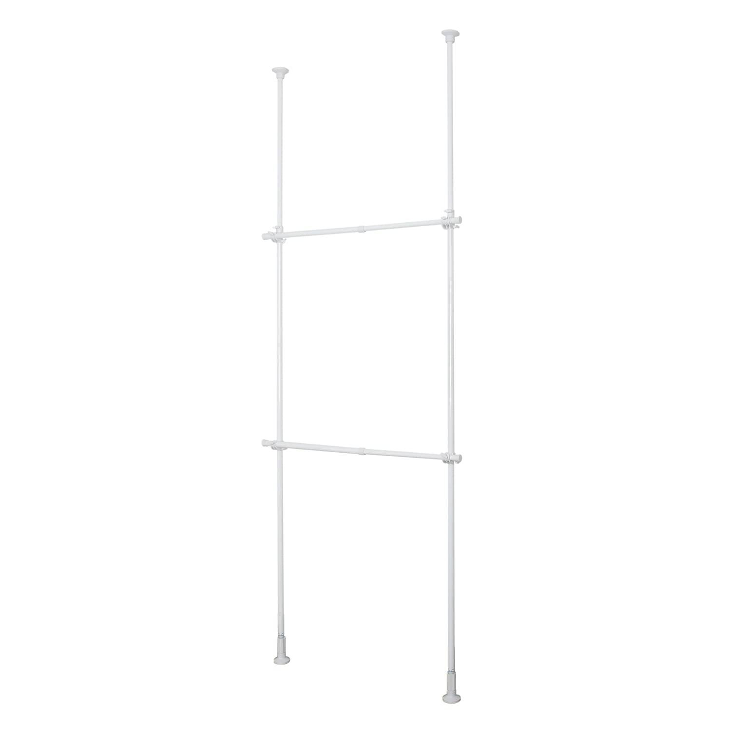 HEIAN SHINDO TNP-3, 2-vånings väggmonterad klädställning, utdragbar, vit, bredd 56-95 cm, höjd 200-275 cm, Heian Shindo Kogyo