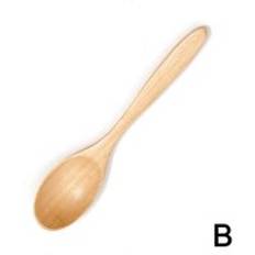 1pc långa handtag träskedar dessert ris soppa sked porslin japansk stil matlagning blanda omrörningsskedar kökstillbehör
