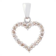 Vedhæng i 14 kt. Hvidguld med Hjerte og Diamanter - 0,25 ct.