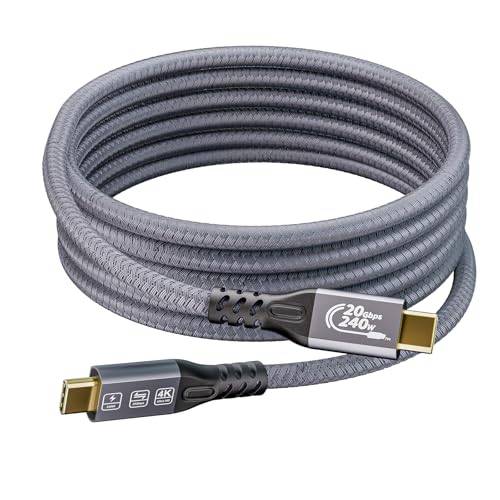 MOPOCHG 240W USB C till USB C-Kabel, USB C 3.2 Gen2×2 USB C-laddningskabel, 20Gbps Typ C-Datakabel Display 4K@60Hz för Phone 15 Pro Max, MacBook Pro, iPad Pro, Samsung S24 Ultra Tab S9 S8 (3M)