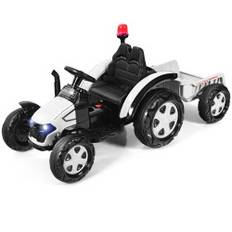 Legetøjstraktor med trailer til børn 12V ride-on traktor 151 x 68 x 70 cm hvid