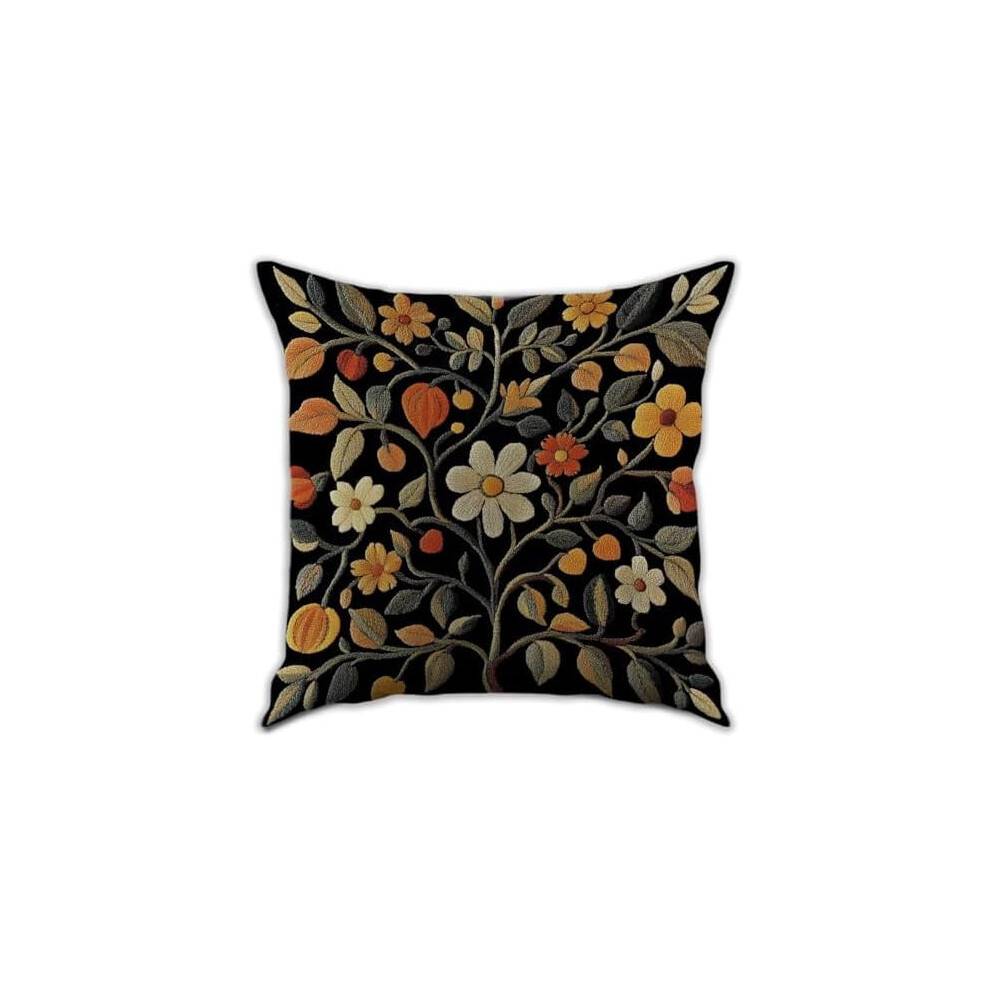 William Morris-inspirerede vintage blomsterpudebetræk (18x18"), gul, til sofa, seng, stue, bil, indendørs/udendørs
