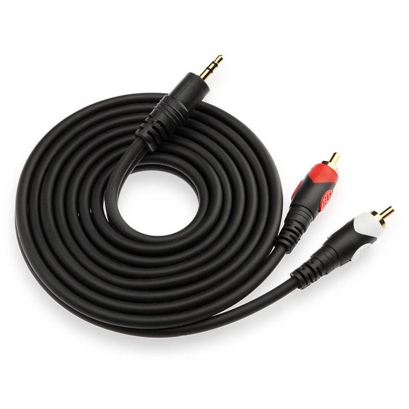 3,5 mm mini-jack til 2 x RCA -- Stereo lydkabel i høj kvalitet med forgyldte stik - 10M.