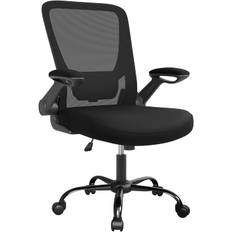 Ergonomisk Kontorsstol med Fäll-upp Armstöden, justerbart svankstöd - Svart