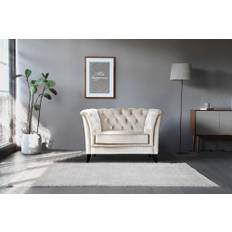 Fåtölj chesterfield beige sammet - Milton