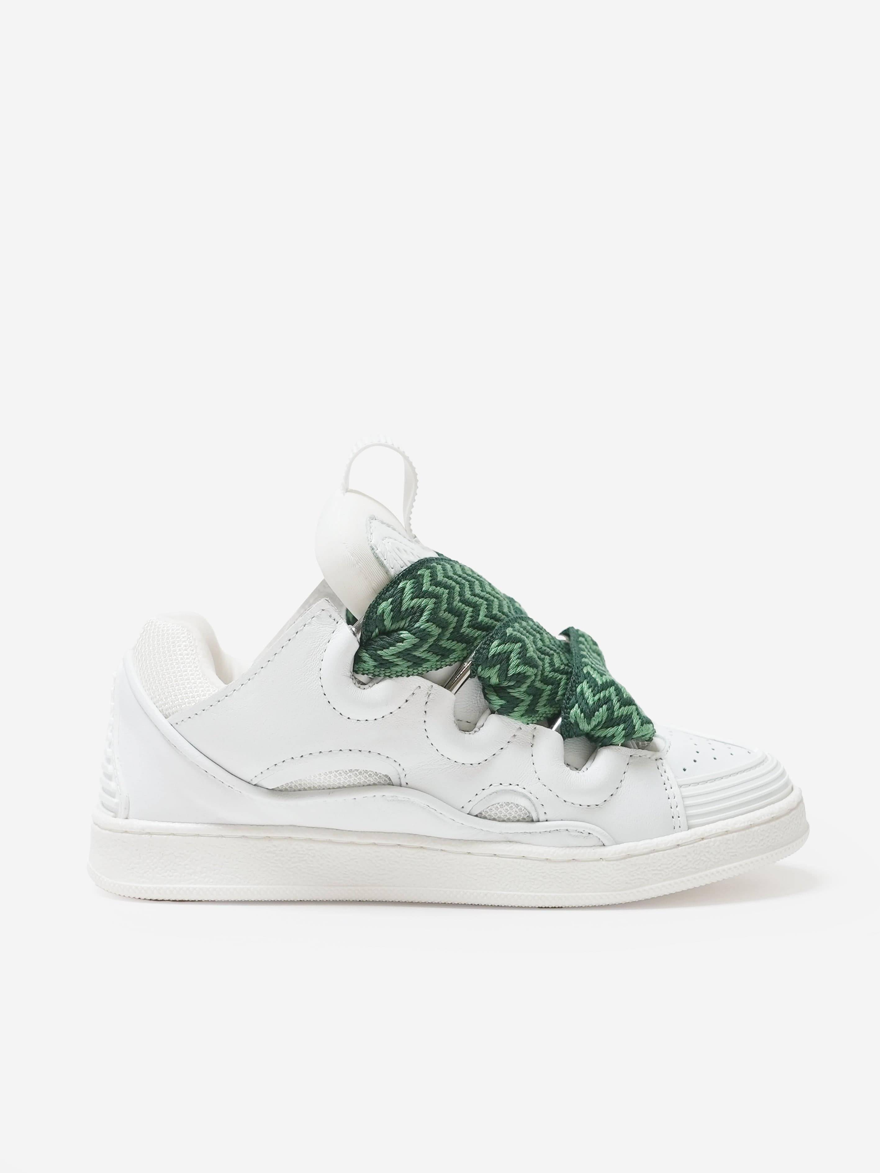 Lanvin Kids Leather Curb Trainers in White - White / EU 37 UK 4 (EU 37 UK 4)