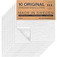 SUPERSCANDI 10-pack svenska disktrasor, miljövänliga, återanvändbara, hållbara, biologiskt nedbrytbara cellulosasvampdukar för köket, tvättdukar, ersättning för hushållspapper (10-pack vita)