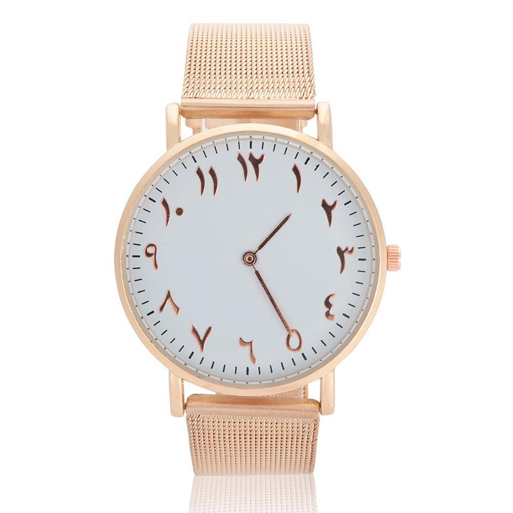 Quartz Urverk Rostfritt Stål Armband Analog Rund Urtavla Klocka Armbandsur (Rose guld)