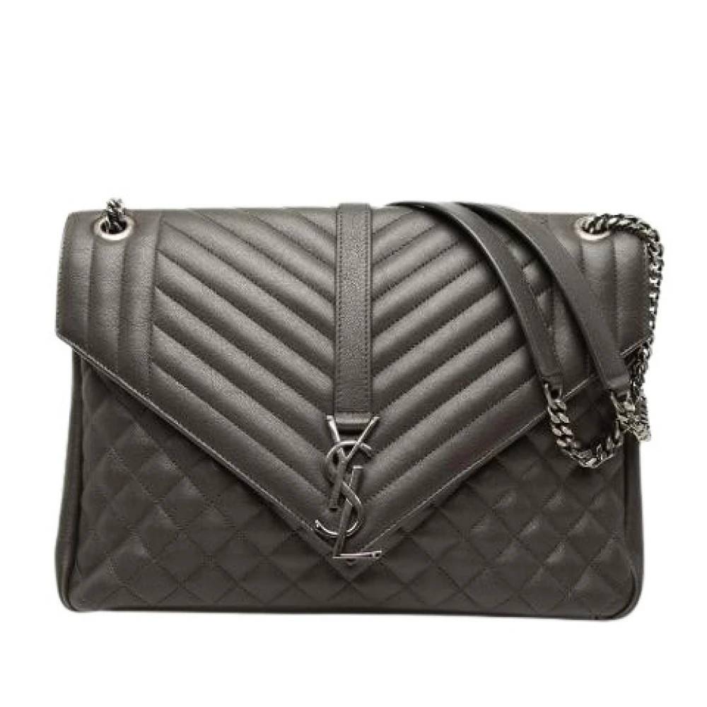 Yves Saint Laurent Vintage Pre-owned College Bag - Vintage - Dame - Grå - ONE SIZE - Uld