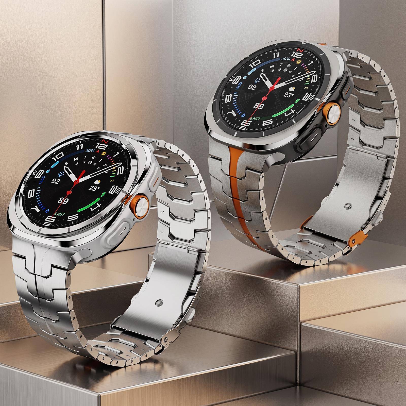 Premium Metallarmband Lättviktigt Titanband för Samsung Galaxy Watch Ultra 2 Armband Klockarmband för Galaxy Watch 9 8 Classic svart