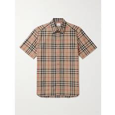 Burberry - Checked Cotton-Poplin Shirt - Men - Neutrals - XS