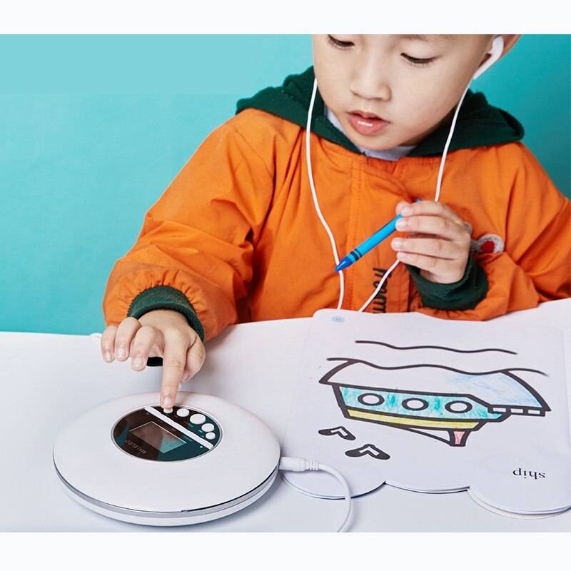 Aay-bärbar cd-spelare, för vuxna studenter barn personlig cd-spelare med hörlursuttag, walkman med lcd-skärm - Vit