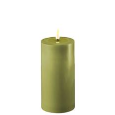 Oliven grønne LED bloklys - Ø: 7,5 cm x 15 cm