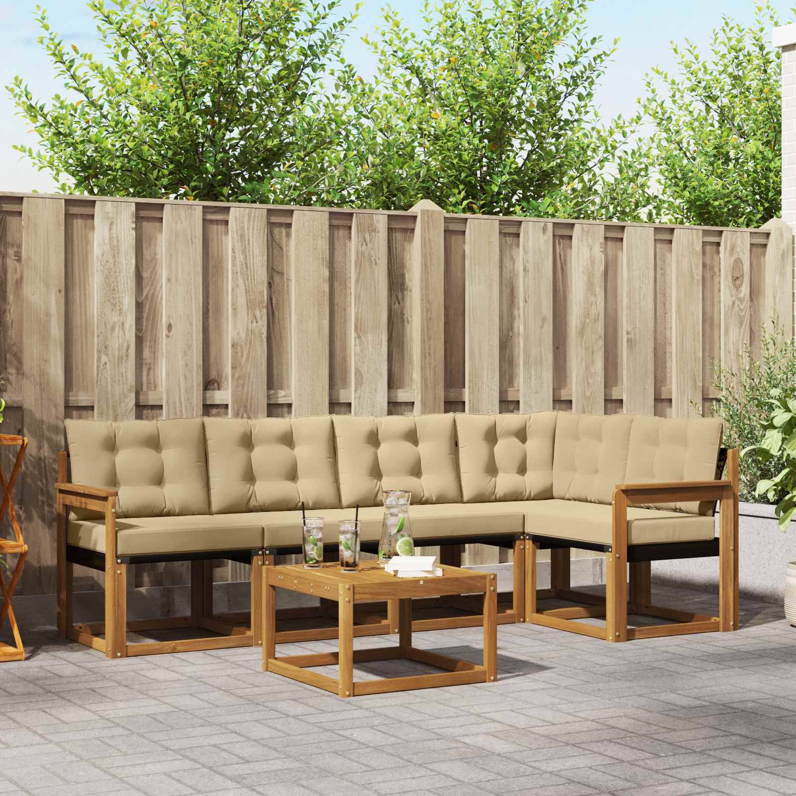 vidaXL Utomhussoffset 6 st Naturlig och Beige