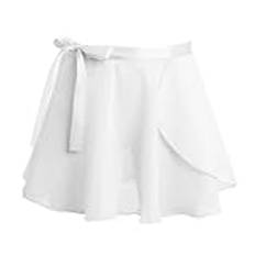Balettkläder, barn, flickor, balettkjol, dans, basic, klassisk chiffong, miniöverdrag, omlottkjol, ballerinadräkt, dans, gymnastik, jerseykjolar, Vit, S