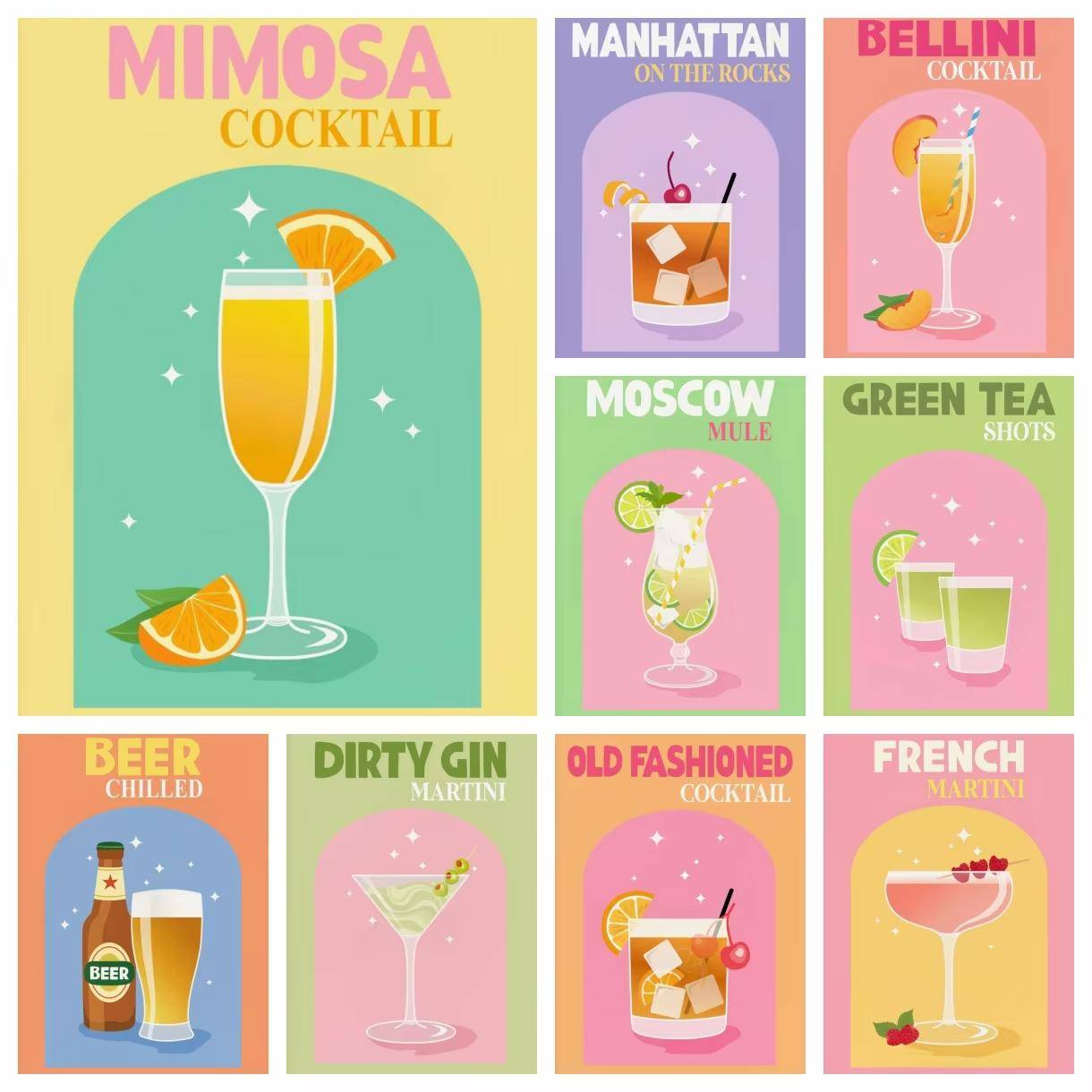 Diamond Art Målningskit Amor Pilen Manhattan Bloody Mary Cocktail Broderi Mosaik Korsstygn Heminredning Barnpresent