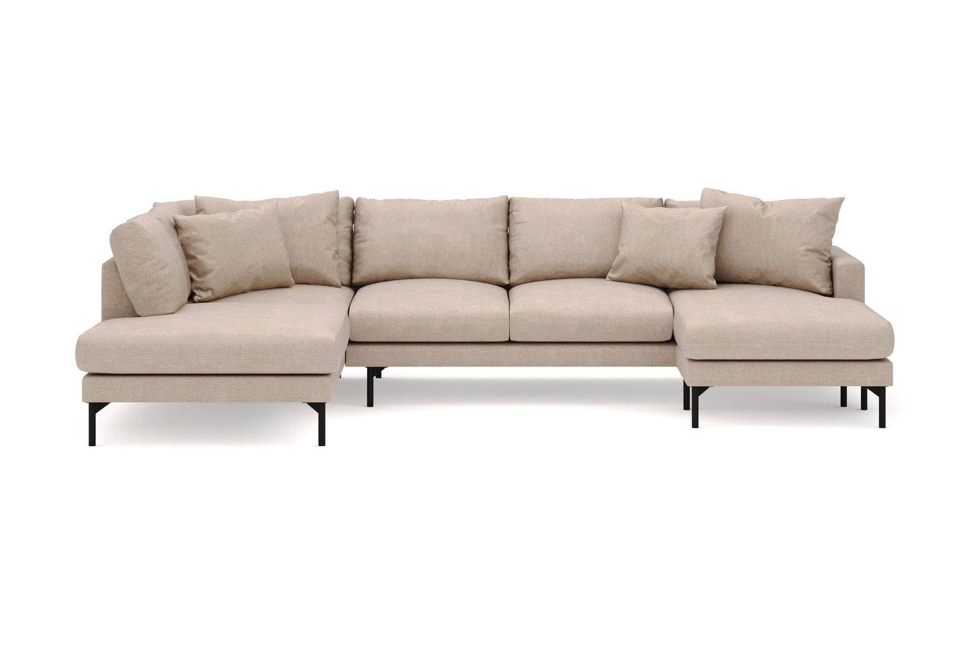 Scandi Days Menard 4-sits Vänstervänd Stor U-formad Djup Large Soffa med Divan och Schäslong i Tyg - Beige U-soffa