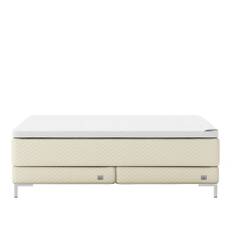 Englesson - Superior Kontinental Low Frame Medium/Firm 210Wx200L Pearl Dubbelsäng, Sängben Borstad Aluminium 12 cm, Bäddmadrass Sense Plus - Kontinentalsängar - Beige