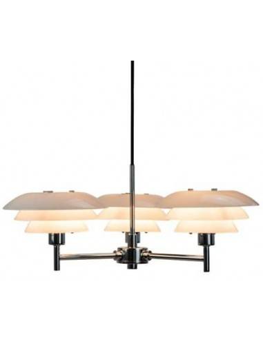 DL20 Lysekrone i metal og opalglas Ø50 cm 3 x G9 LED - Krom/Opalhvid