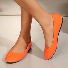 Flat Loafers för kvinnor, Low Vamp Penny Shoes, Lättvikts Wide Fit Slip-On Flats, Mode mångsidiga fritidsskor för alla årstider - Orange - EUR36,EUR37,EUR38,EUR39,EUR40,EUR41