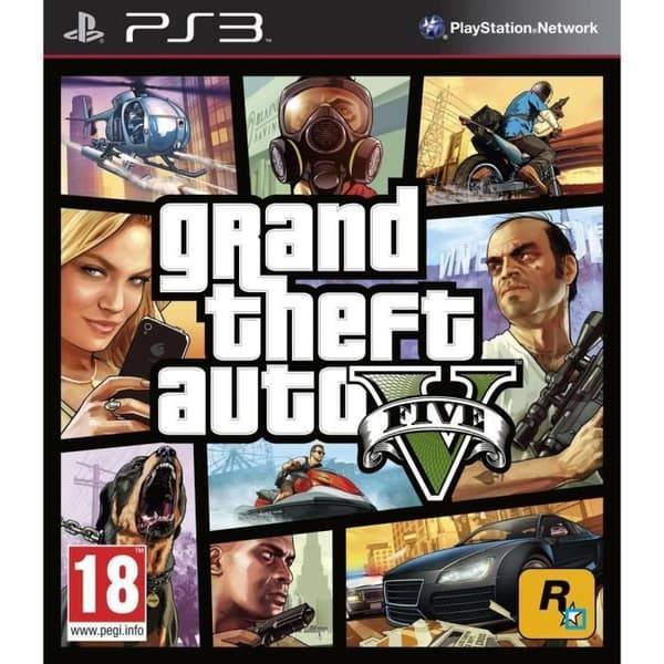 PS3-spil - ROCKSTAR - Grand Theft Auto V (GTA V) - Engelsk import - Blu-Ray - Multiplayer (GTA Online) - PEGI 18- USED