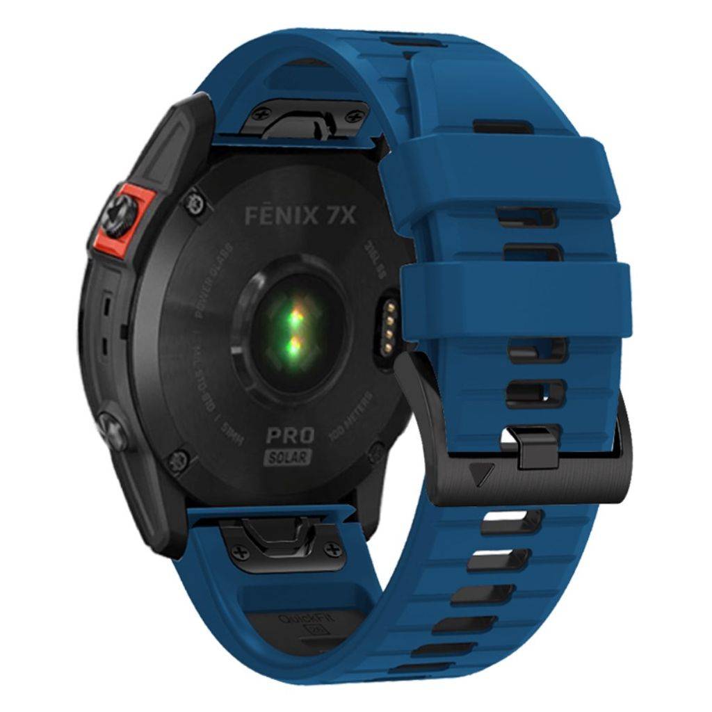 Garmin Fenix 7X/6X/6X Pro etc. To-farvet urrem i silikone - Blå/Sort